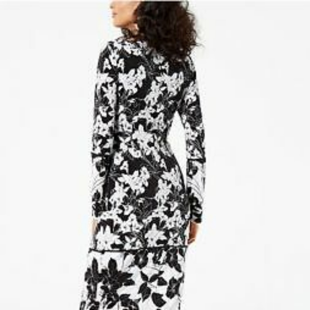 INC Women's Printed Tie-Waist Dress Black M - Picture 5 of 5